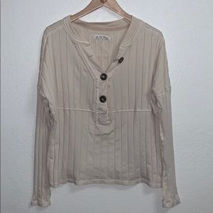 Free People Oversized Beige Henley
